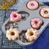 Fancy Donut Pan, 6 Cavity Heavy Duty Steel Non-stick Mold, Heart Flower Round Shaped Bund Pans for Oven Baking