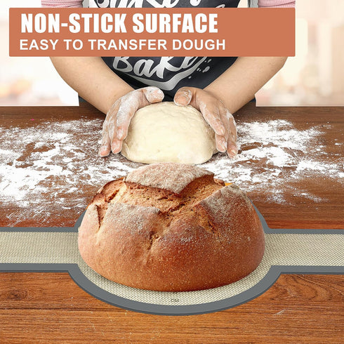 Sourdough Silicone Bread Sling, Non-Stick Dutch Oven Baking Mat with Longer Handles, Reusable Bread Mat Set