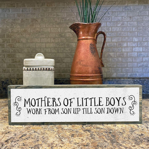 Mom Wood Signs - Medium Wood And Metal for Mothers Of Little Boys
