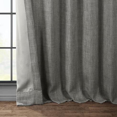 HPD Half Price Drapes Faux Linen Curtains, 1 Panel, 50W x 84L, Textured Room Darkening Blazer Grey