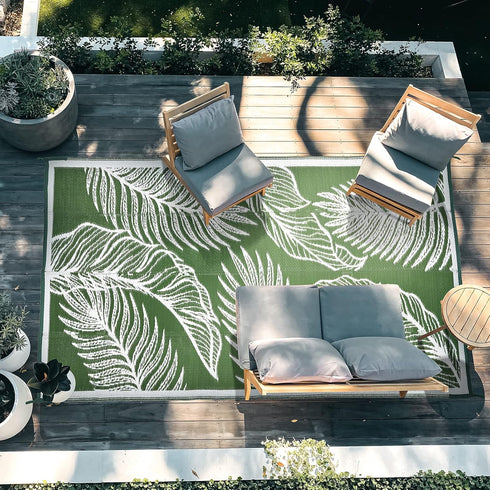 wikiwiki Outdoor Rug, 5x8ft, Waterproof Reversible Mat for Indoor Outdoor, Small Area Plastic Straw Rug