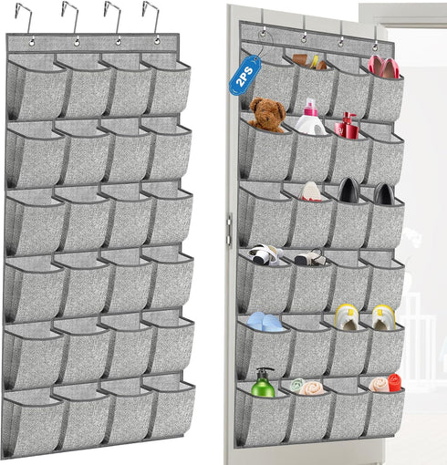 2 Pack 48 Closet homyfort Over the Door Shoe Organizer, Hanging Shoe Rack Storage Holder with Large Pockets for Door
