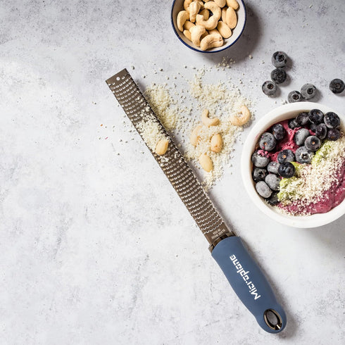 Microplane Premium Zester Grater in Denim Blue | Lemon Zester tool, Hard Cheese & Vegetable Grater | For Citrus