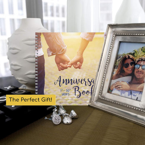 Wedding Memory Book, Hardcover Journal to Document Anniversaries from 1st to 50th Year, Gifts for Bride and Groom