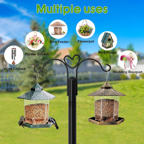 2-Pack 60 Inch Hummingbird 5 XDW-GIFTS Shepherds Hooks for Outdoor, Heavy Duty Bird Feeder Pole, Garden Pole
