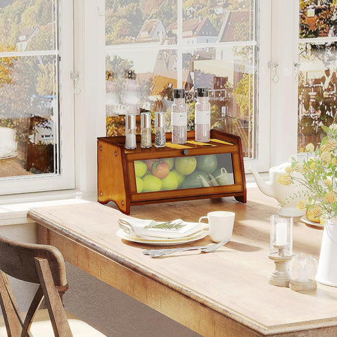 Countertop, Counter BAMBANG Bread Box for Kitchen Bamboo Bread Box for Homemade Bread, Wooden Farmhouse Bread Storage