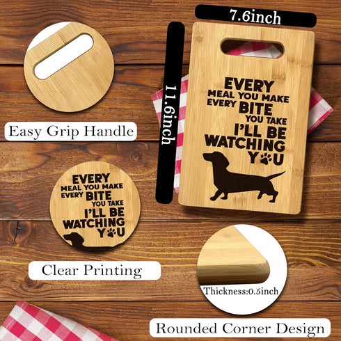 Dachshund Kitchen Decor, Every Meal You Make I'll Be Watching You Bamboo Cutting Board