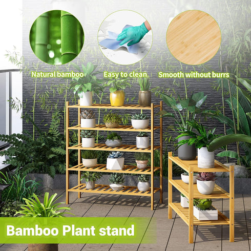 5-Tier Closet BMOSU Bamboo Shoe Rack Premium Stackable Shoe Shelf Storage Organizer for Hallway Living Room Entryway