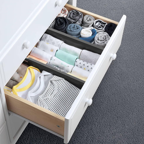 Utoplike 4 pcs Bamboo Kitchen Drawer Dividers - Adjustable Black Drawer Organizers for Kitchen, Bathroom, Bedroom, Desk