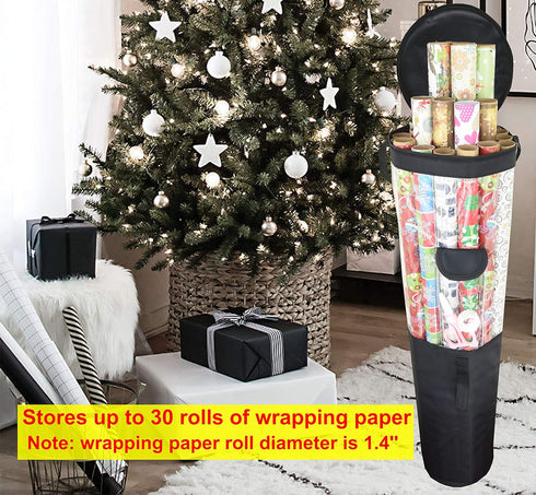 Freegrace Large Gift Wrap Organizer | 9" x 40.9" Wrapping Paper Rolls Storage Bag, Tearproof Under Bed Organization