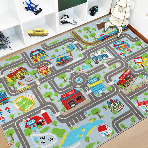 Capslpad Kids Rug Educational Play Rug 6.6' x 5' Traffic Road Kids