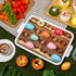 20 12 8.5 Inch Countertop(White) Baderke Easter Gift Acacia Wood Deviled Egg Platter with Lid Base Holes x Round