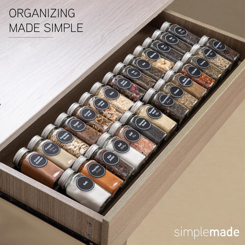 4 28 13" 17.5" SIMPLEMADE-Spice Drawer Organizer, Spice Rack Drawer for Kitchen, Tier Black Drawer Spice Organizer