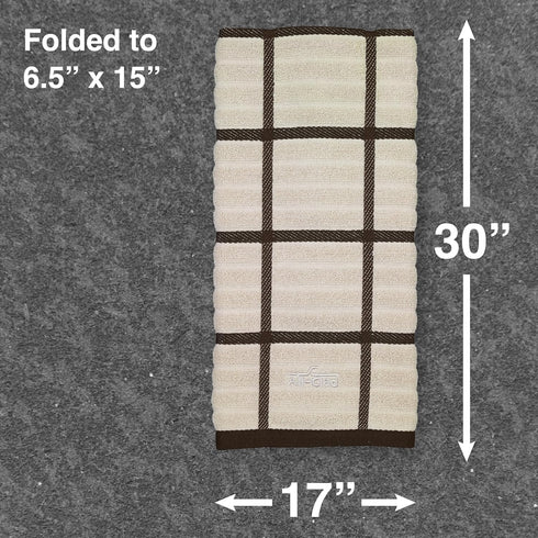 All-Clad Checked Kitchen Towel, 100% Cotton, 17"x30", Highly Absorbent, Almond, 1-Pack
