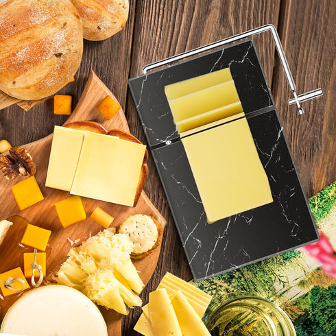 TOPULORS 5 5" 8" Cheese Slicer - Cheese Cutter with Replacement Upgrade Thick Cutting Wires - Heavy Duty x Marble Board