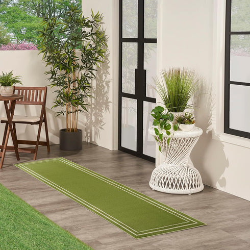 2'2" 7'6" (8' Nourison Home Nourison Essentials Green Ivory x Area Rug - Easy Clean, Non Shedding, Bed Room, Living