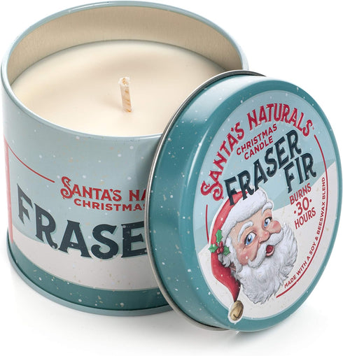 Santa's Naturals Fraser Fir Christmas Candle (9oz) | Authentic Pine Scent | Holiday Gift | Burns 30+ Hours | Made in