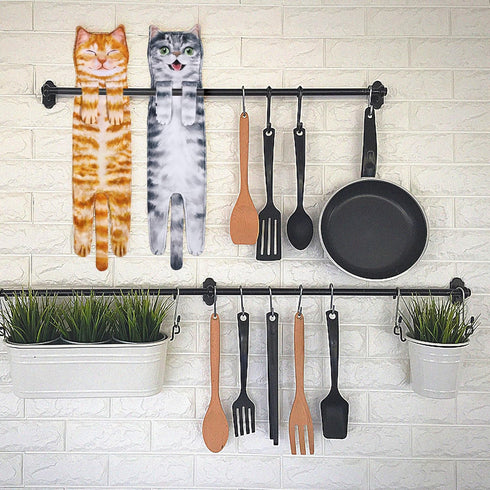 Funny Hand Towels for Bathroom Kitchen - Cute Decorative Cat Decor Hanging Washcloths Face Towels Super Absorbent Soft