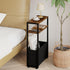 Leomonio Narrow Side Table, Slim End Tables with Fabric Basket, Skinny Table for Small Spaces, Thin Bedside Table