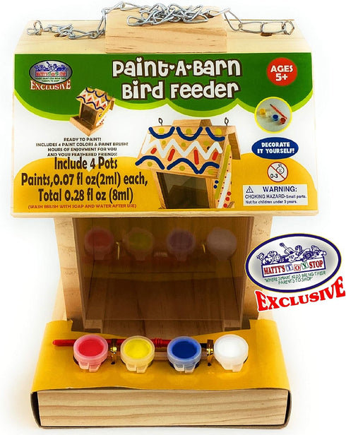 9" 4 1 Mtty's Toy Stop Paint Your Own Deluxe Large Wooden Bird Feeder (Includes Paints & Brush)