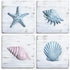 TideAndTales Beach Decor Seashell Wall Art - Set of 4 Textured 3D Shells and Starfish Decorations for Coastal Bedroom