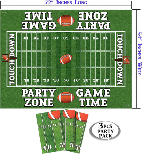 AnapoliZ Football Tablecloth Plastic | 3 Pcs Party Pack (54" x 72") | Rectangular Game Day Table Cover