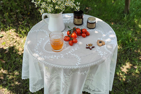 35 35 Inch 35"x35") White Lace Small Square Tablecloth x Vintage Embroidered Table Cloth Shabby Chic Wedding Baby