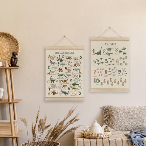 Set 2, Room,12x16 Inch HRQKO Dinosaur Alphabet Poster Hanger Frame of Dinosaur Wall Decor, Nursery Wall Decor, ABC