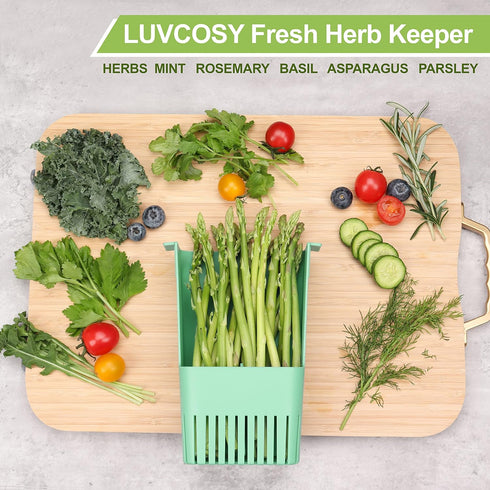 3 Pack 3 LUVCOSY Herb Keeper, BPA-Free Plastic Herb Saver with an Inner Basket for Cilantro, Mint, Parsley
