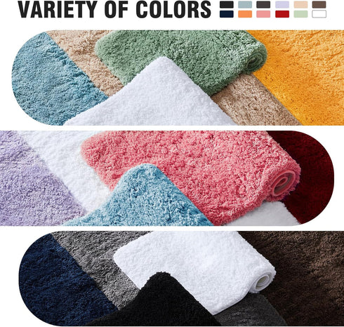 TECHMILLY U Shaped Super Soft Shaggy Bathroom Rugs, Absorbent Non-Slip Microfiber Bath Mat 24"x20"