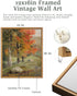 UPWOIGH Framed Wall Art,Autumn Tree Oil Painting Canvas Poster Vintage Fall Landscape Rustic Print Retro Forest Moody Wall Art Living Room Decor 12x16in