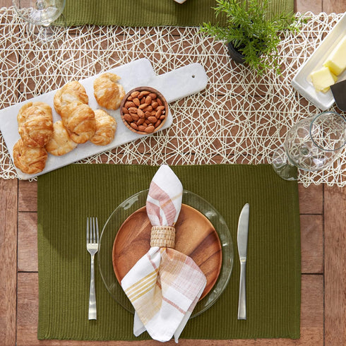 DII 100% Cotton Basic Everyday Ribbed Placemat Set, 13x19, Sage, 6 Piece