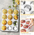 E-far Muffin Pan 12-Cup, Stainless Steel Cupcake Baking Tins for Oven, Non-toxic & Dishwasher Safe