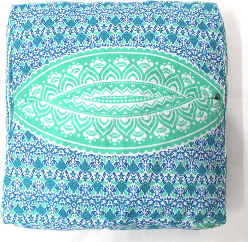 16" CRAFT KALA Green Ombre Large Hippie Mandala Meditation Floor Ottoman Pillow Cushion Pouf Cover Square Poufs