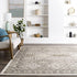 nuLOOM 2x8 Becca Traditional Tiled Area Rug, Beige, Stain Resistant, Faded Transitional Design for Home