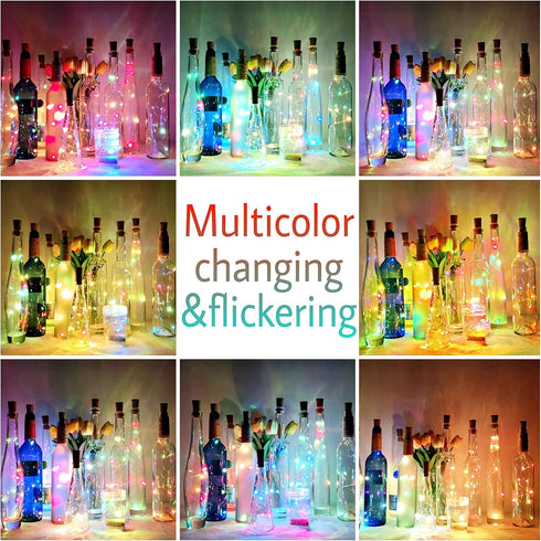 15Pack 10 40 Inches SmilingTown Wine Bottle Lights with Cork LED Battery Operated Silver Wire Liquor Fairy Mini String