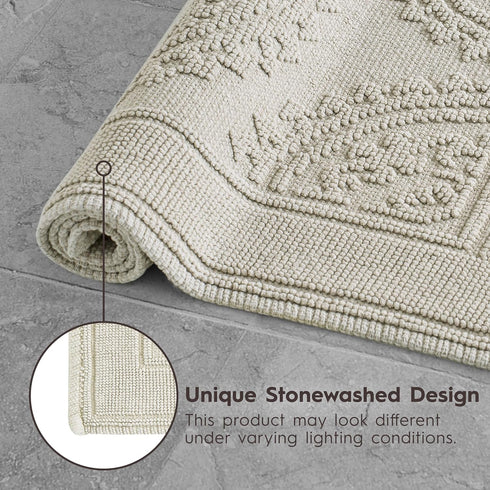 Jean Pierre New York Cotton StoneWash Medallion Bath Rug, 21x34 in., Light Taupe