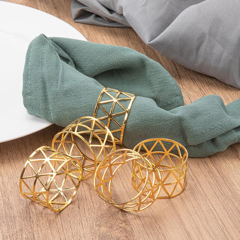 12PCS Gold Napkin Rings Set, Holiday Napkin Holders for Dining, Anniversary, Birthday, Wedding Table Decoration