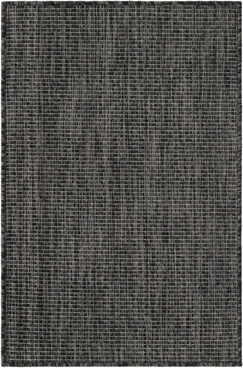 Unique Loom Collection Casual Transitional Solid Heathered Area Rug (2' x 3' 1" Rectangle, Black/Ivory) Indoor/Outdoor