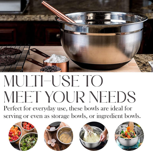 Bellemain Stainless Steel Non-Slip Mixing Bowls with Lids, 4-Piece Set