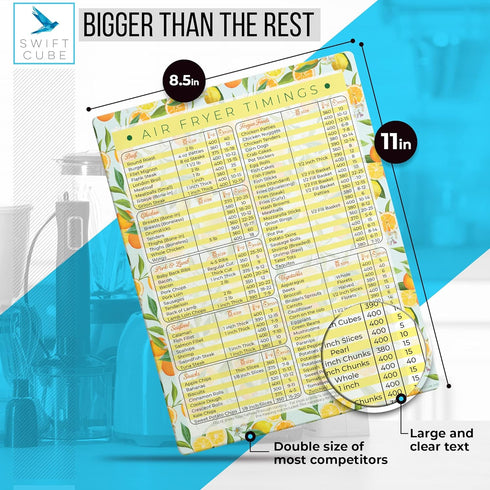 Air Fryer Magnetic Cheat Sheets, Multicooker Recipe Magnets with Cooking Temperature, Time & Size Chart
