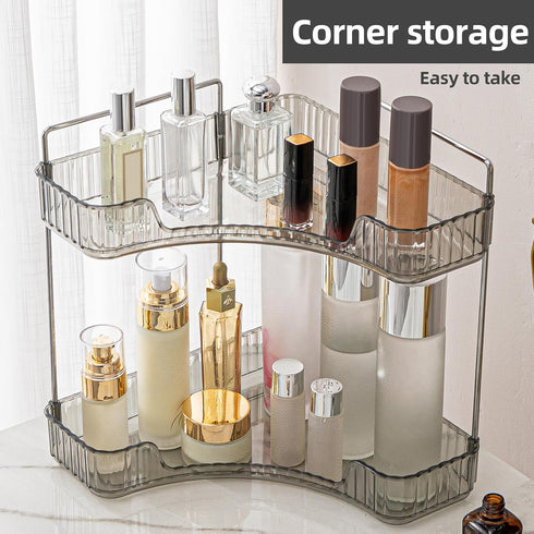 Counter Countertop 2 YCIA&DONE Corner Bathroom Organizer, Makeup Organizer for Vanity, Skincare Cosmetic Perfume Tray
