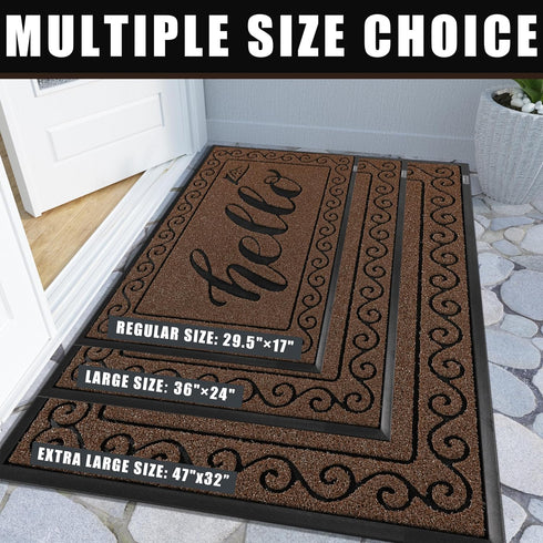 Yimobra 29.5 x 17 Inch Hello Door Mat, Heavy Duty Non-Slip Outdoor Welcome Mat for Home Entry and Garage