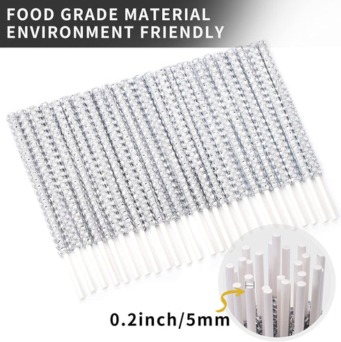 25 PCS Bling Cake Pop Paper Sticks - Glitter Rhinestone Lollipop Treat Sticks for Dessert Table Party