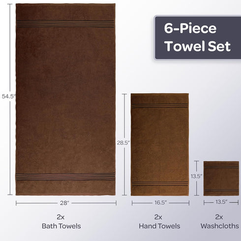 6 Set 625GSM 100% 2 2 2 Lavish Home Piece Bathroom Towels - Cotton Bathroom Essentials with Absorbent Wash Cloths, Hand