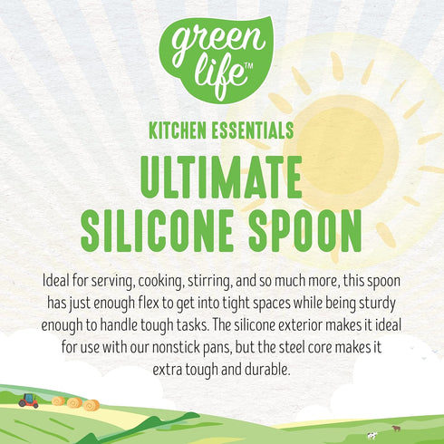 GreenLife Cooking Tools, Silicone Spoon for Scooping and Mixing, Heat Resistant, Dishwasher Safe, Soft Pink