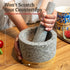 Heavy Duty Mortar and Pestle Set with Bamboo Base, Large 2 Cups Natural Granite Bowl for Guacamole and Masher