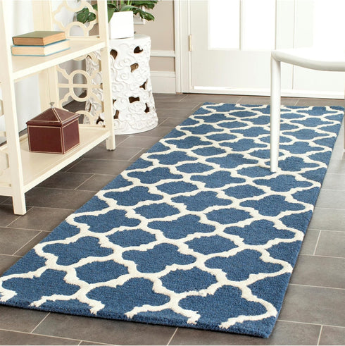 2' 3' CAM130G SAFAVIEH Cambridge Collection x Navy/Ivory Handmade Moroccan Premium Wool Accent Rug