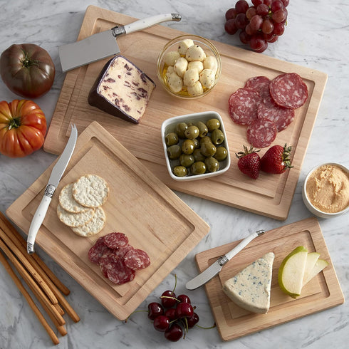 Farberware Rubberwood Cutting Board Set, 3-Piece with Juice Grooved and Finger Grips