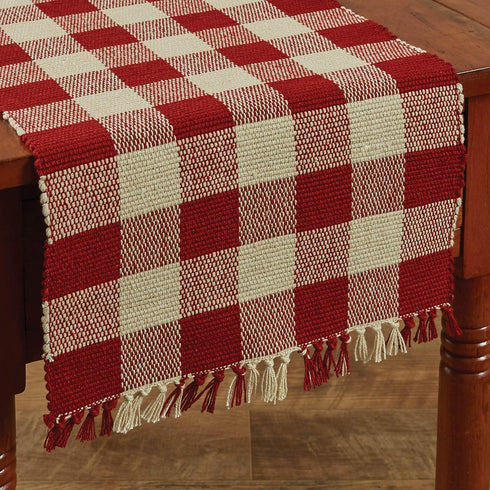 Park Designs Buffalo Check Table Runner - 54" Length - Garnet Color